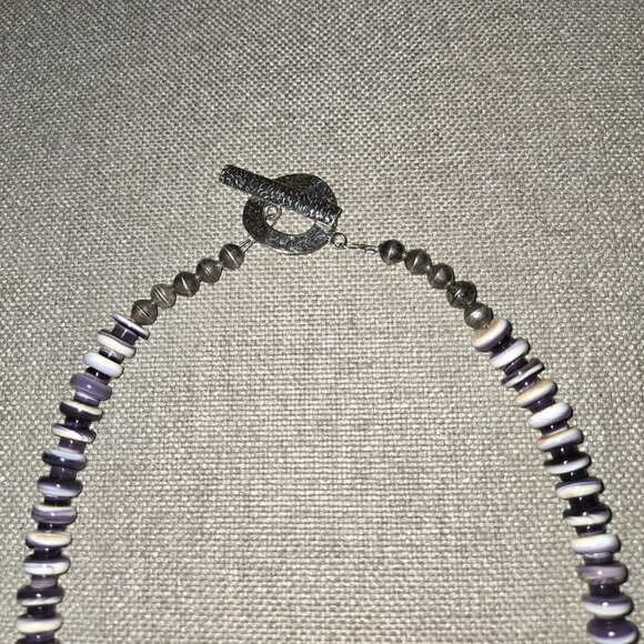 Wampum Beaded Necklace with Wampum Drop - Picture 6 of 6